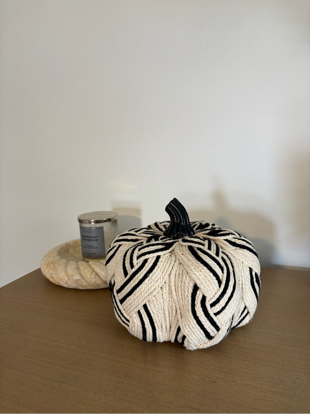 Pumpkin knitted yarn black and beige pumpkin decor